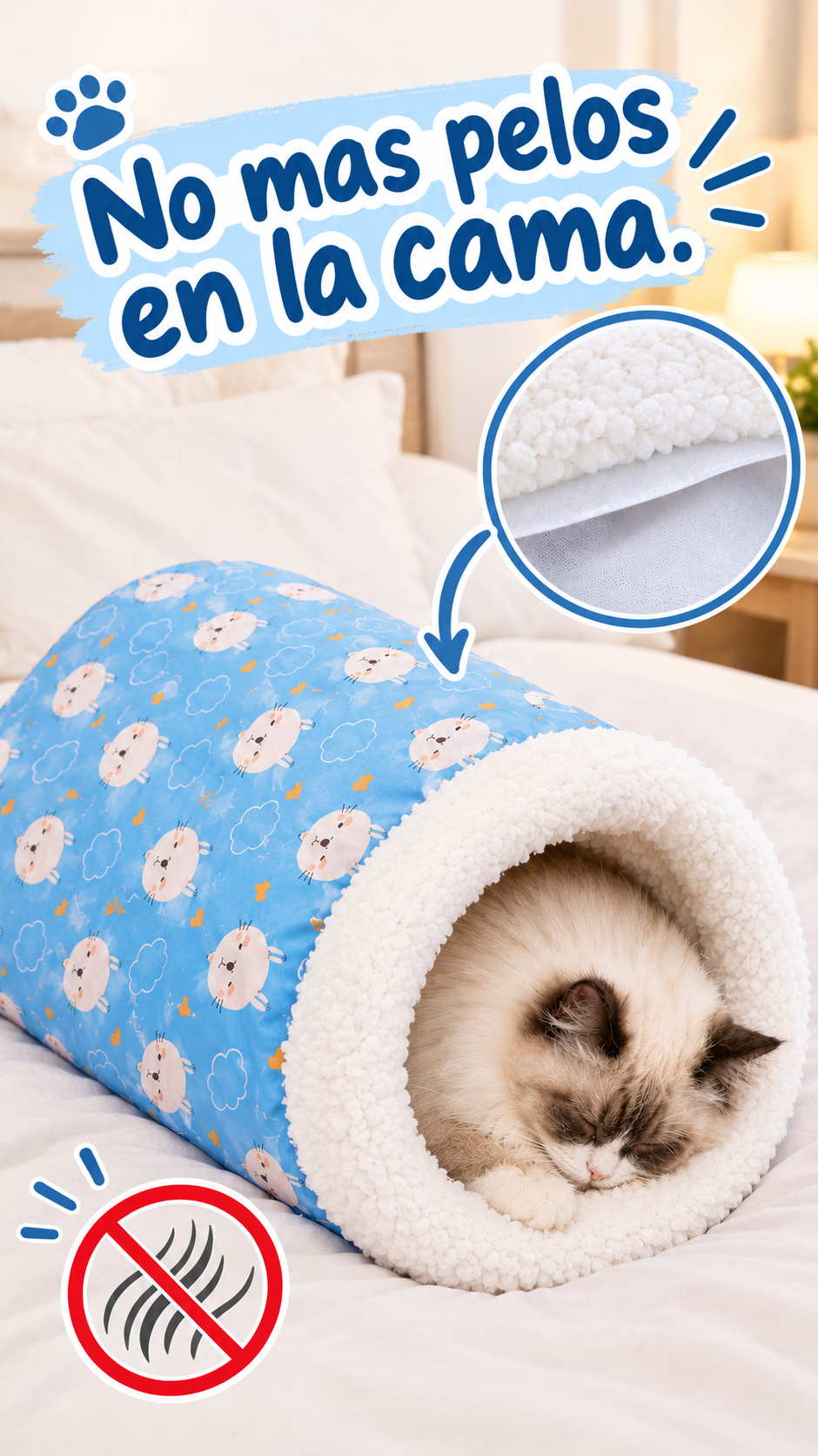 Saco para gatos que duerme pegado a tu cama